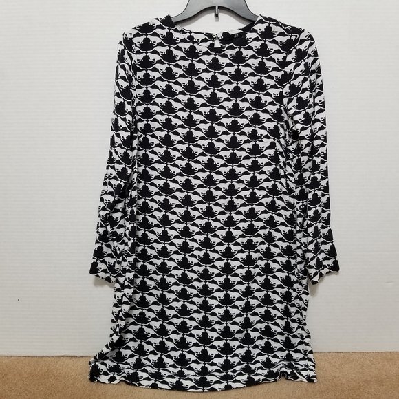 H&M dress 6 Small mod op art kitty cat novelty print tunic shift retro keyhole - Picture 1 of 11